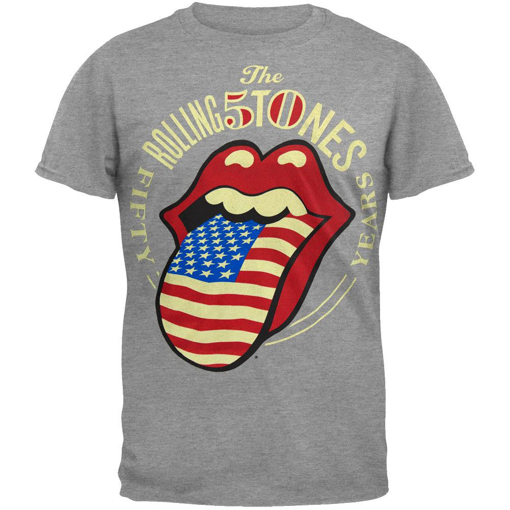 Rolling Stones - Tongue 50th Anniversary 2013 Tour T-Shirt Men's T-Shirts Rolling Stones SM Grey 