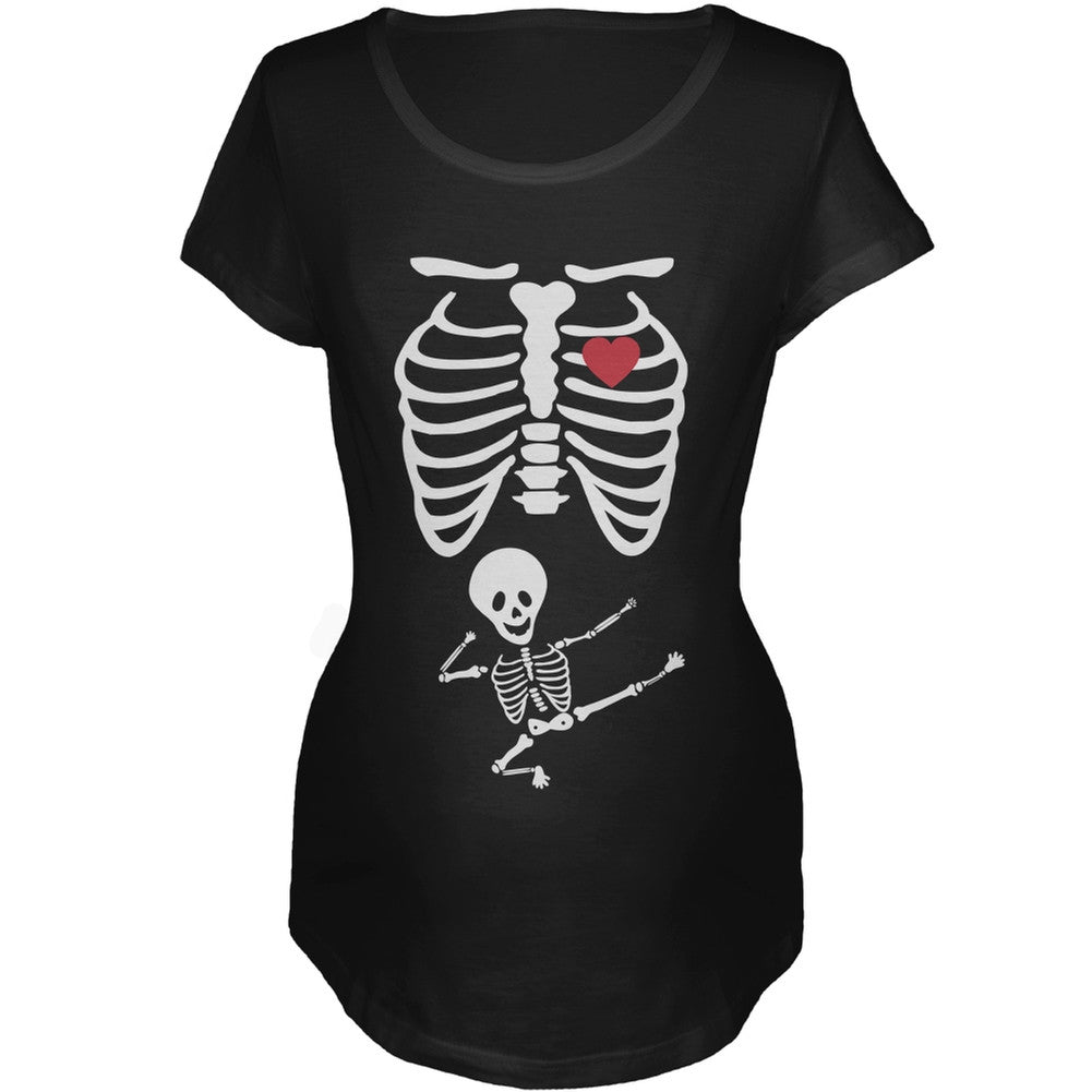 Halloween Kung Fu Skeleton Baby Maternity T-Shirt Maternity T-Shirts Old Glory   