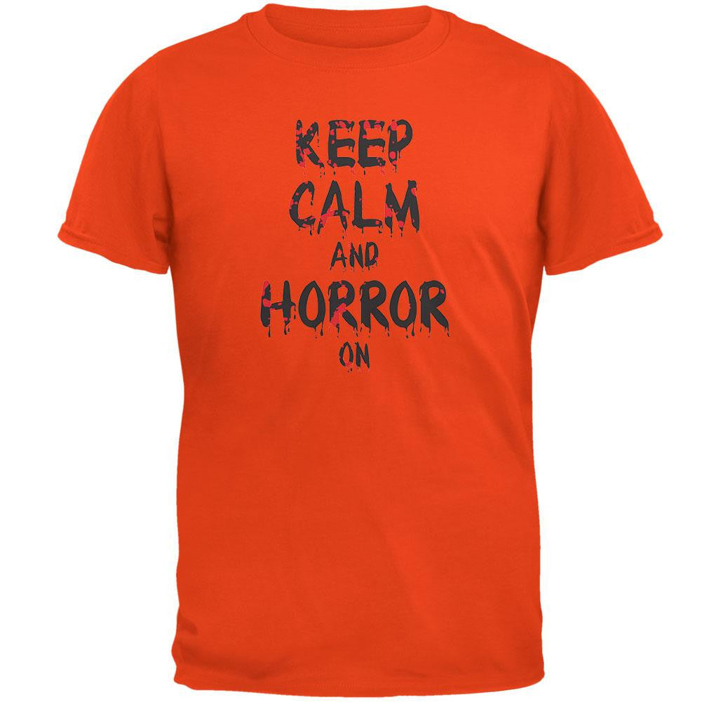 Keep Calm and Horror On Orange T-Shirt Men's T-Shirts Old Glory 2XL Orange 