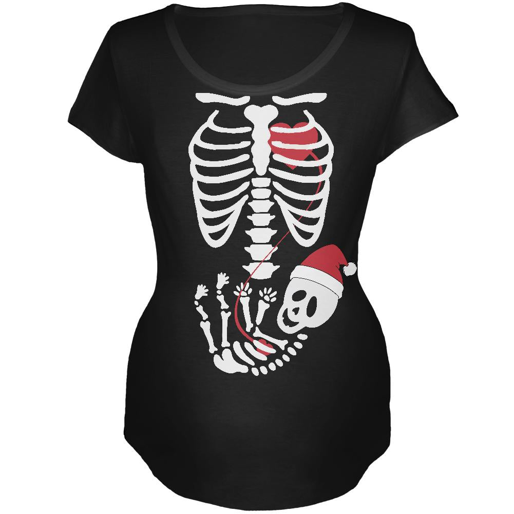 Halloween Santa Baby Skeleton Women's Maternity Costume T-Shirt Maternity T-Shirts Old Glory 2XL Black 