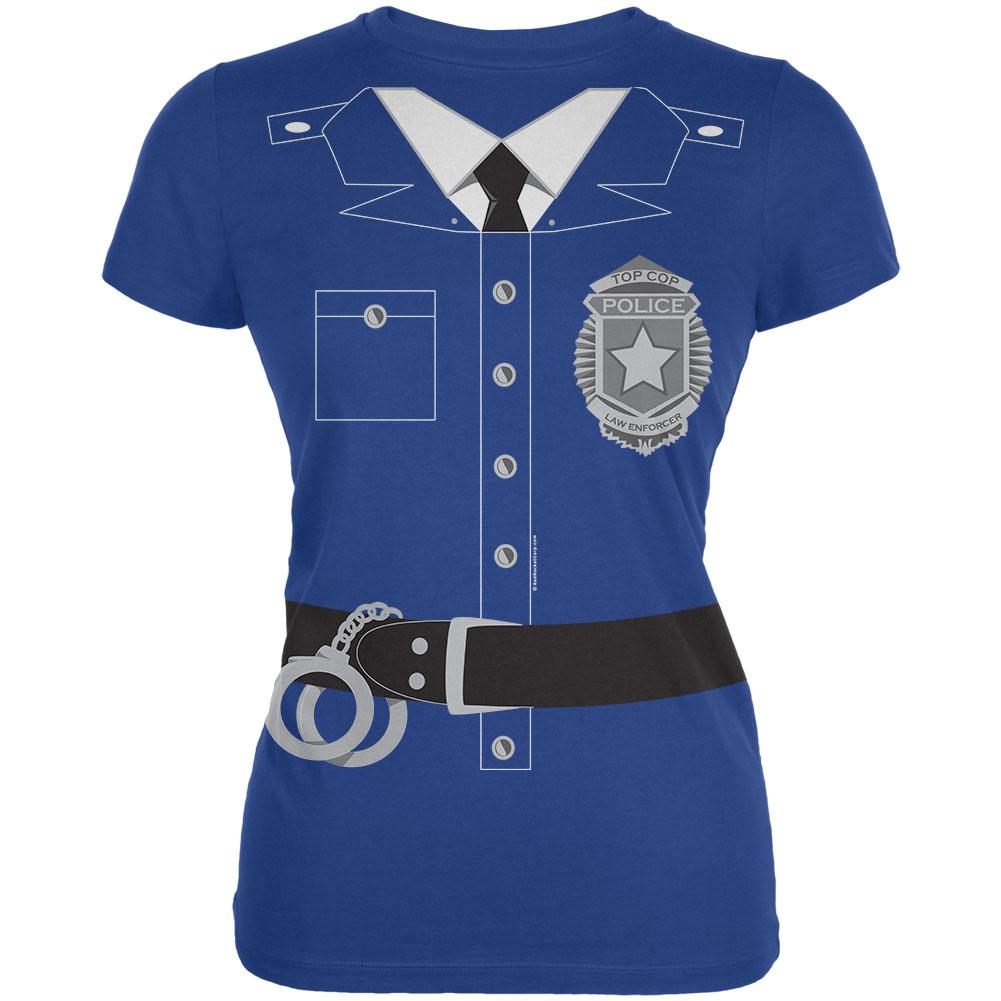 Policeman Costume Juniors T-Shirt Juniors T-Shirts Old Glory 2XL Blue 