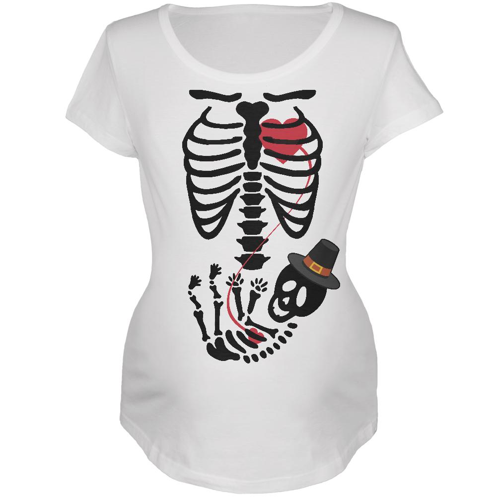 Halloween Baby Pilgrim Skeleton Baby Maternity T-Shirt Maternity T-Shirts Old Glory 2XL White 