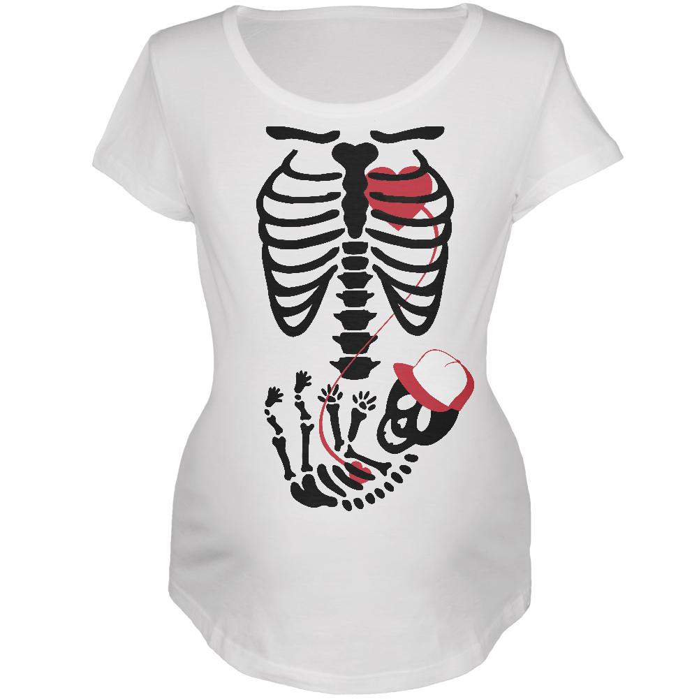 Halloween Baby Boy Skeleton Women's Maternity Costume White T-Shirt Maternity T-Shirts Old Glory 2XL Grey 