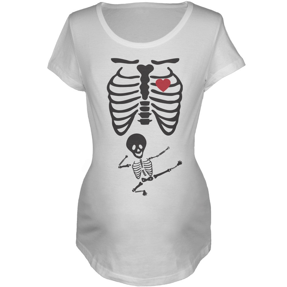 Halloween Kung Fu Skeleton Baby Maternity T-Shirt Maternity T-Shirts Old Glory   