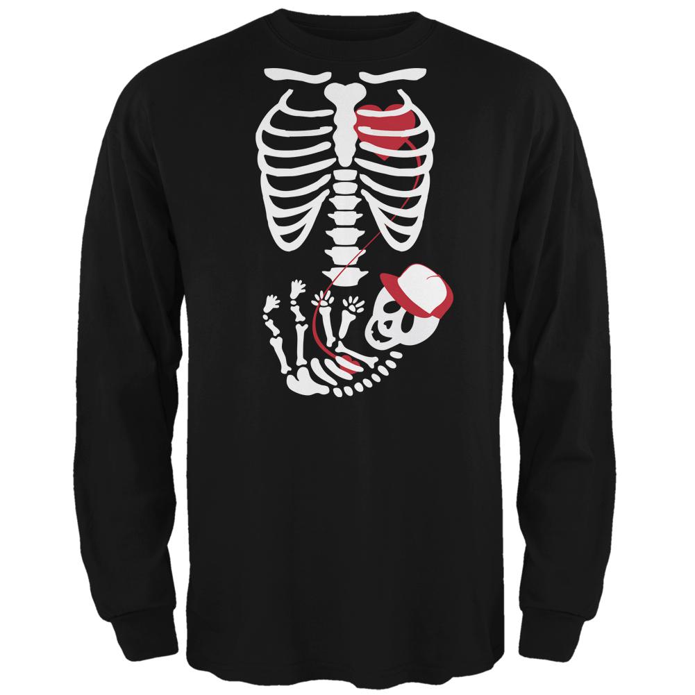 Baby Boy Baby Pregnant Skeleton Halloween Costume Long Sleeve T-Shirt Men's Long Sleeves Old Glory 2XL Black 