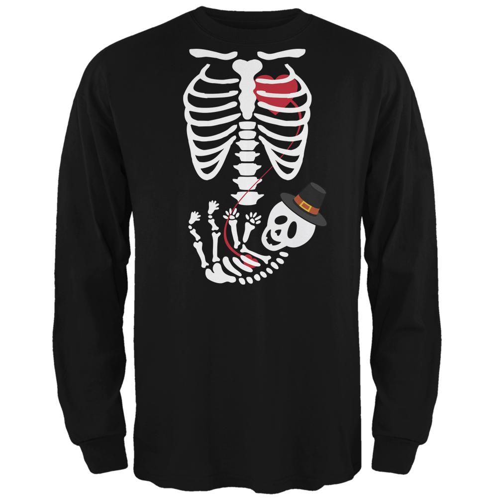 Pilgrim Baby Pregnant Skeleton Halloween Costume Long Sleeve Men's Long Sleeves Old Glory 2XL Black 