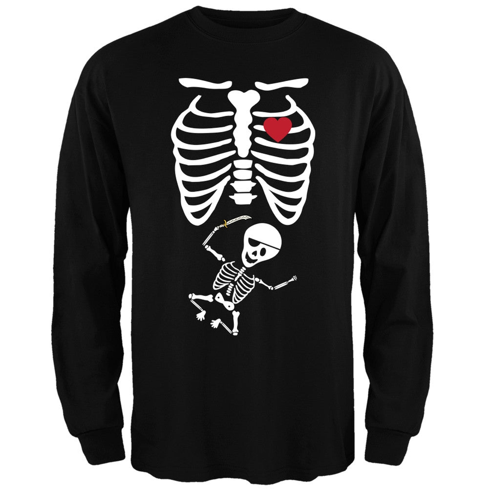 Pirate Baby Pregnant Skeleton Halloween Costume Long Sleeve T-Shirt Men's Long Sleeves Old Glory   