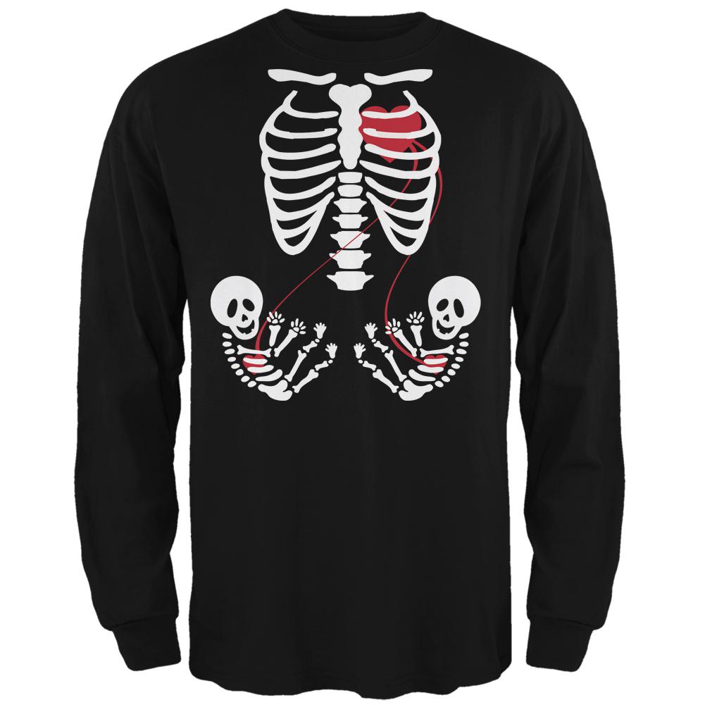 Halloween Twin Baby Skeletons Long Sleeve T-Shirt Men's Long Sleeves Old Glory 2XL Black 