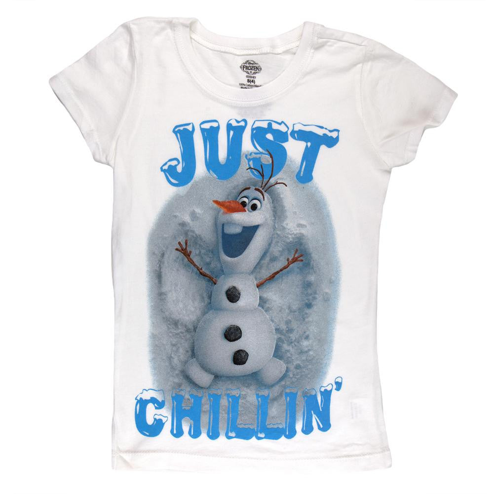 Frozen - Just Chillin Girls Juvy T-Shirt Juvenile T-Shirts Frozen Kids 4 White 