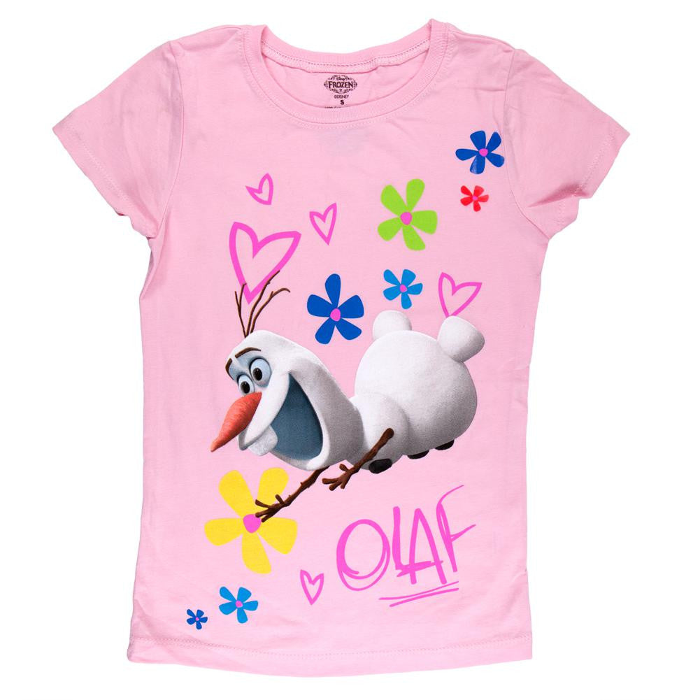 Frozen - Olaf Rainbow Trail Girls Youth T-Shirt Youth T-Shirts Frozen LG Light Pink 