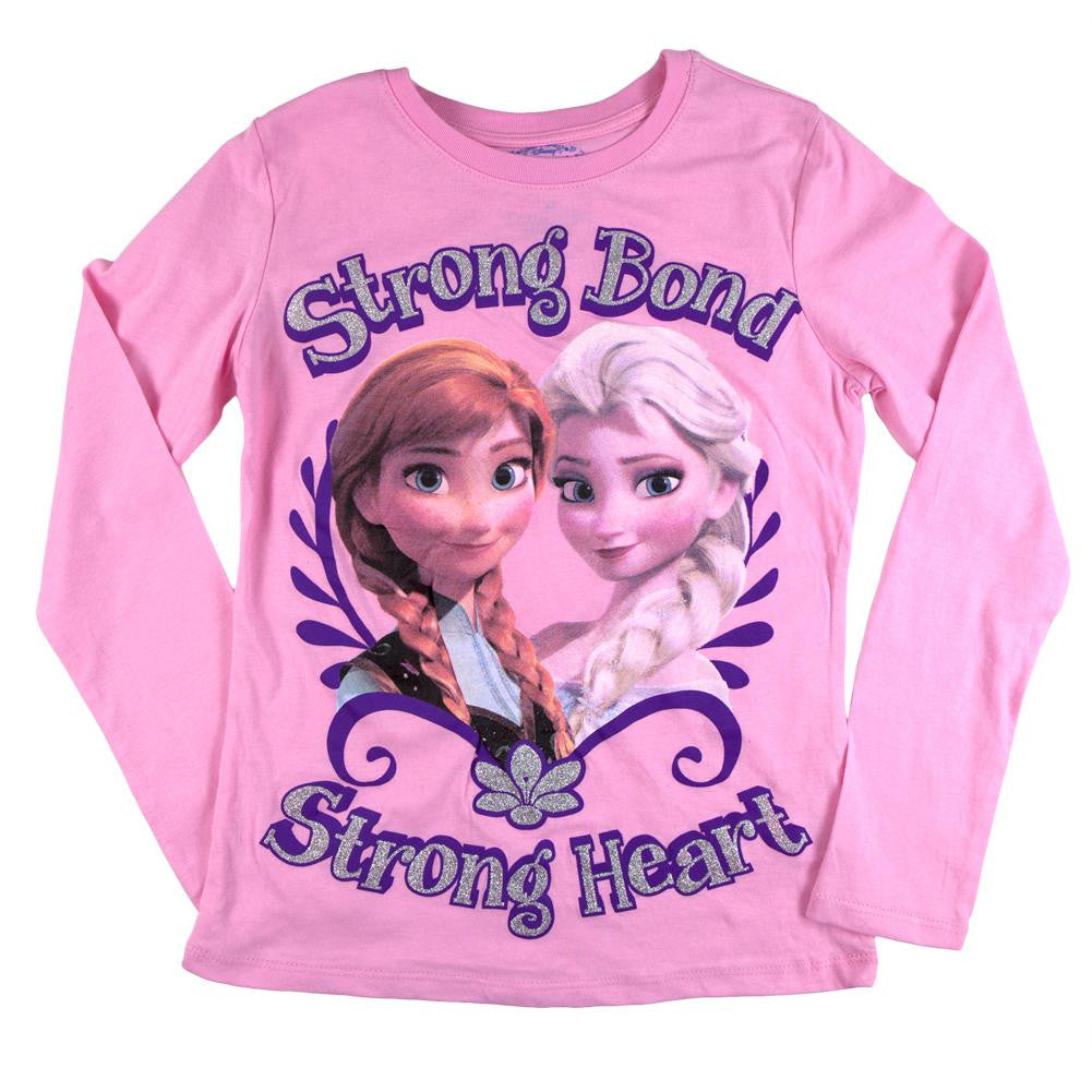 Frozen - Strong Bond Strong Heart Girls Youth Long Sleeve T-Shirt Youth Long Sleeves Frozen LG Light Pink