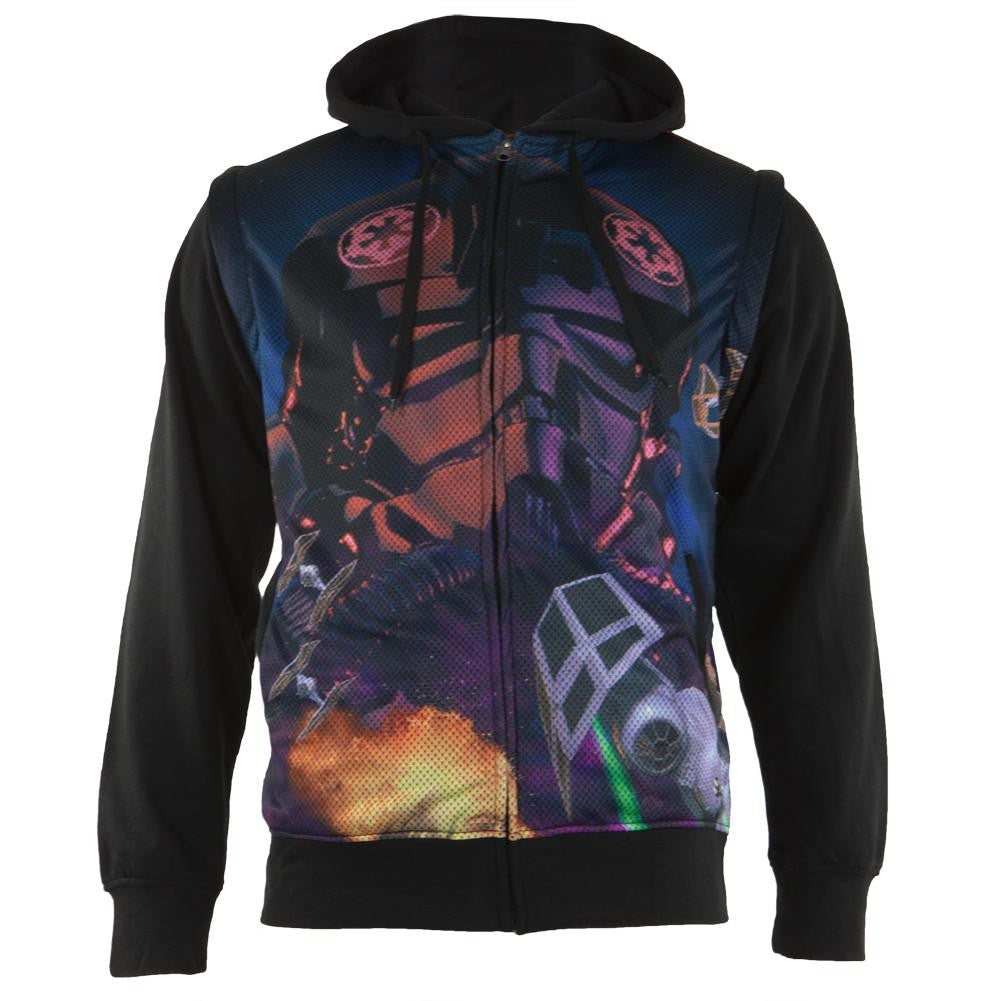 Star Wars - Galagas Sublimated Zip Hoodie With Removable Sleeves Men's Hoodies Star Wars SM Multi 