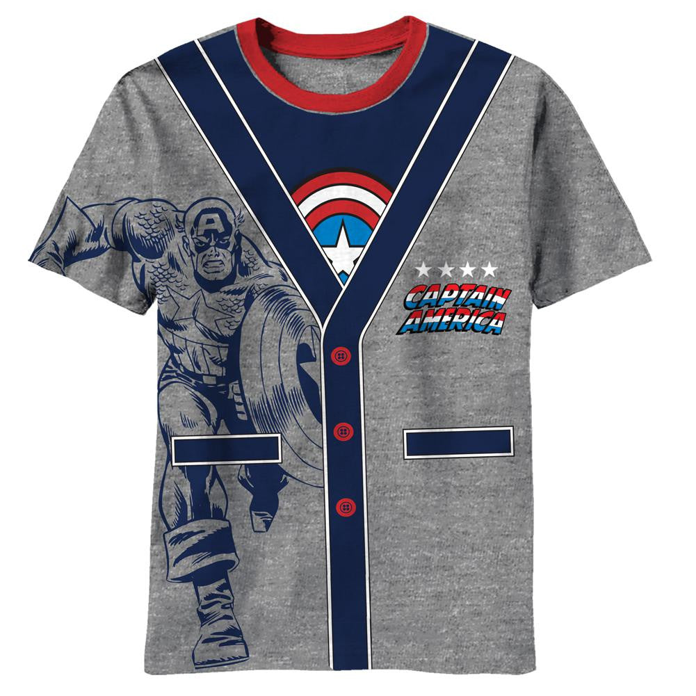 Captain America - CA-rdigan Juvy Costume T-Shirt Juvenile T-Shirts Captain America JLG Grey