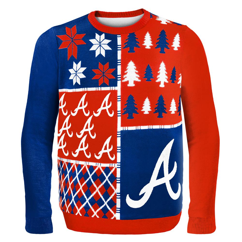 Atlanta Braves - Busy Block Ugly Christmas Sweater Men's Sweaters Atlanta Braves 2XL Red