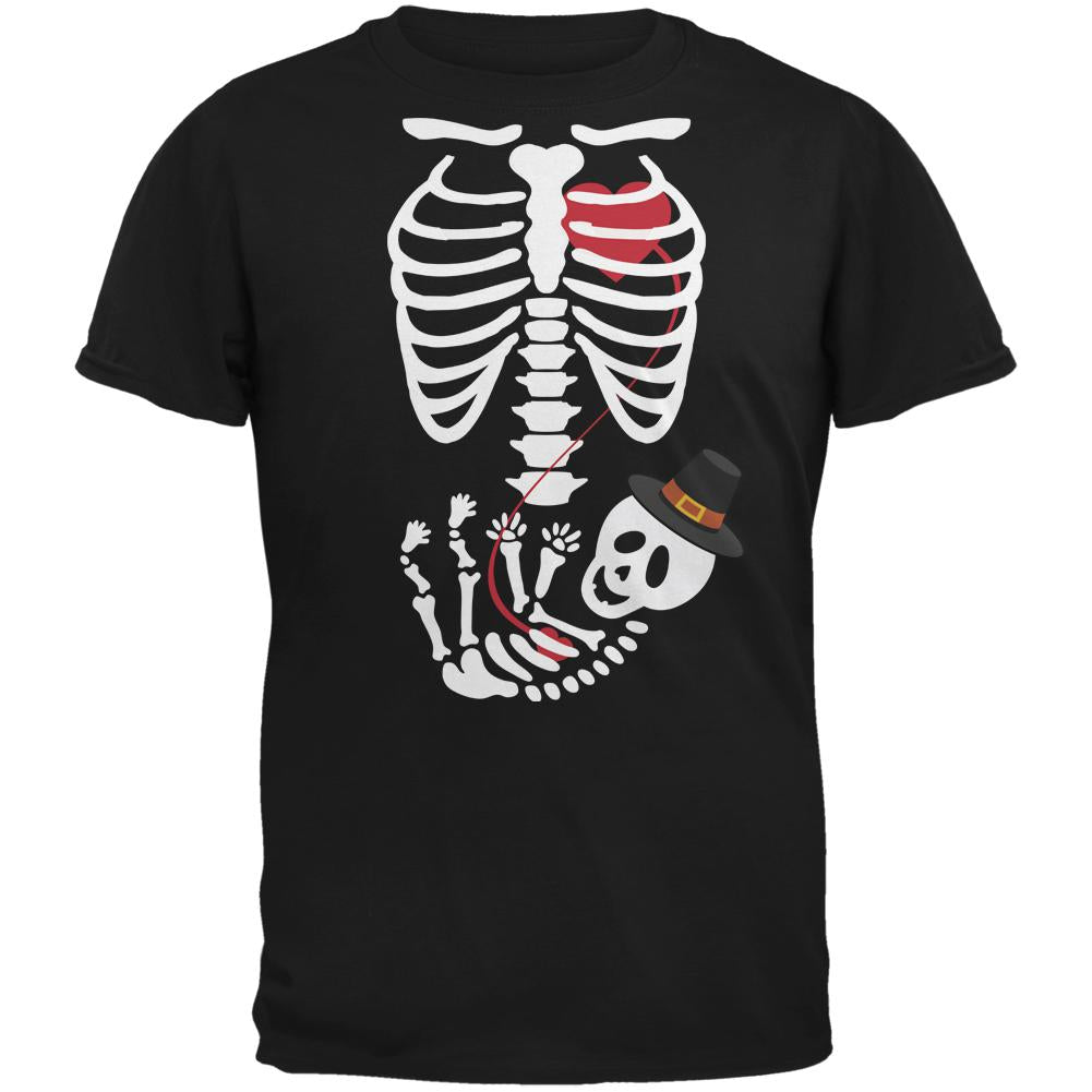 Pilgrim Baby Pregnant Skeleton Halloween Costume T-Shirt Men's T-Shirts Old Glory 2XL Black 