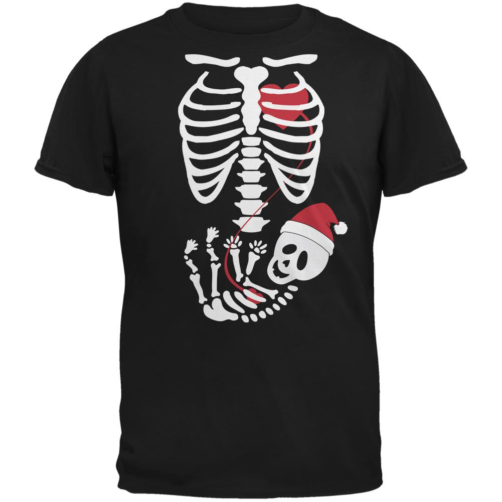 Santa Baby Pregnant Skeleton Halloween Costume T-Shirt Men's T-Shirts Old Glory 2XL Black 