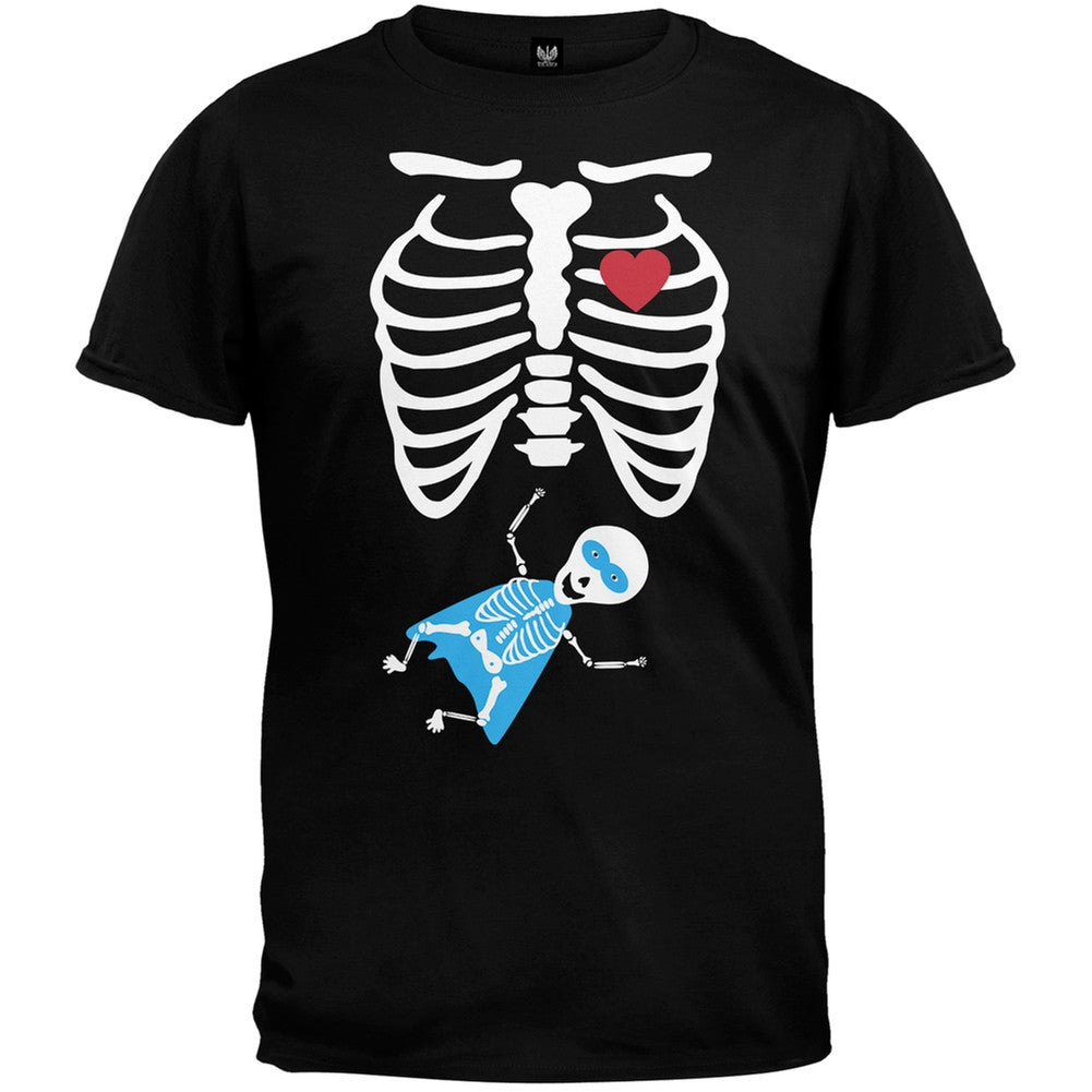 Superhero Pregnant Skeleton Halloween Costume T-Shirt Men's T-Shirts Old Glory   