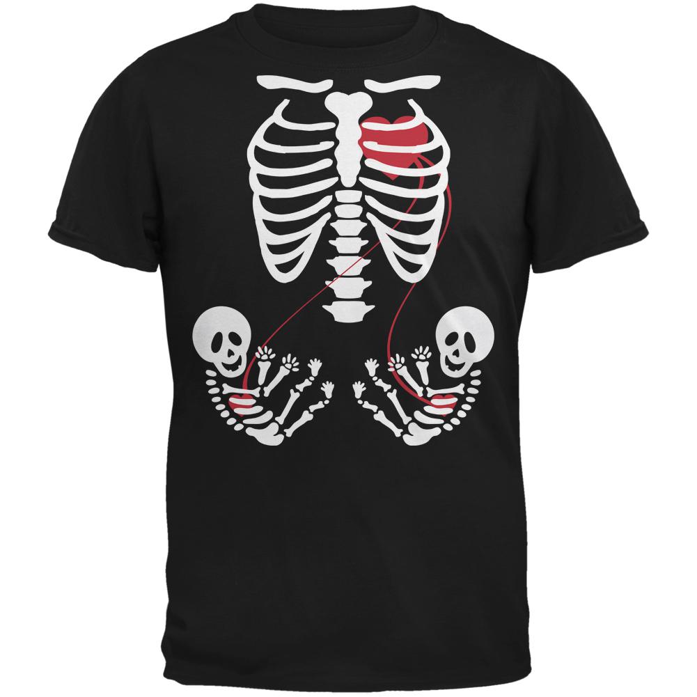 Halloween Twin Baby Skeletons T-Shirt Men's T-Shirts Old Glory 2XL Black 