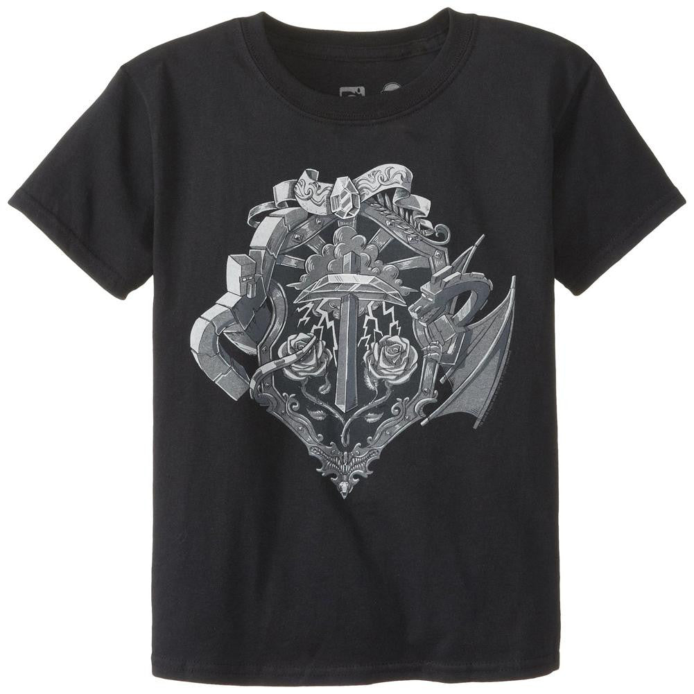 Minecraft - Heroes Crest Youth T-Shirt Youth T-Shirts Minecraft YXS Black 