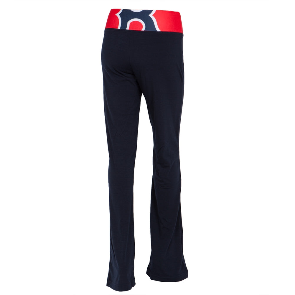 Boston Red Sox - Flip Down Waistband Logo Juniors Yoga Pants Women's Yoga Pants Boston Red Sox   