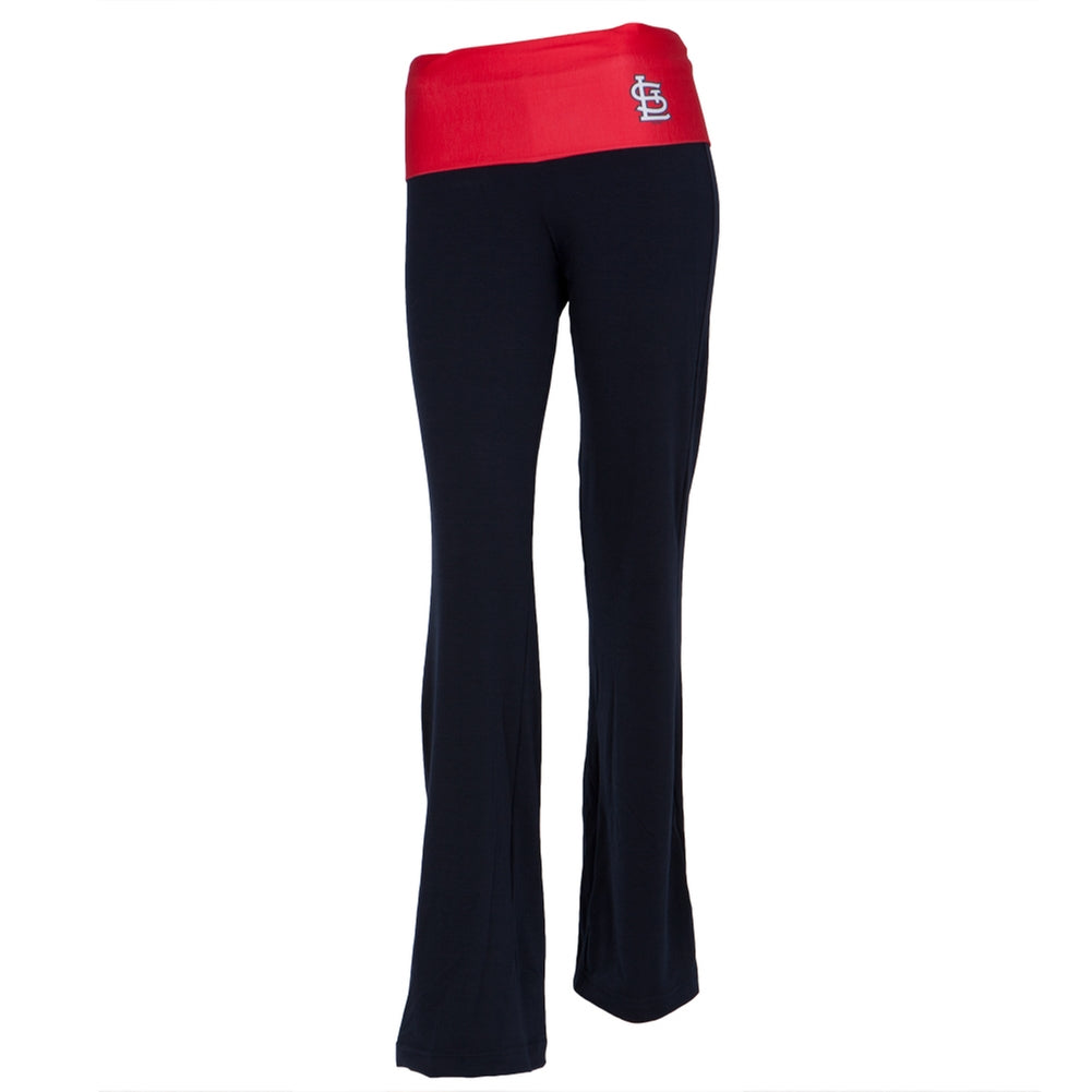 St. Louis Cardinals - Flip Down Waistband Logo Juniors Yoga Pants Women's Yoga Pants St. Louis Cardinals SM Blue