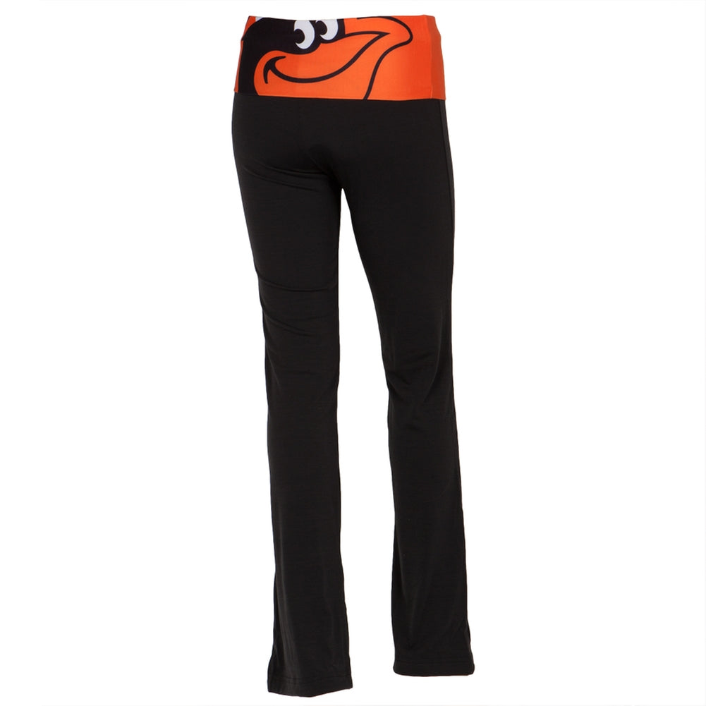 Baltimore Orioles - Flip Down Waistband Logo Juniors Yoga Pants Women's Yoga Pants Baltimore Orioles   