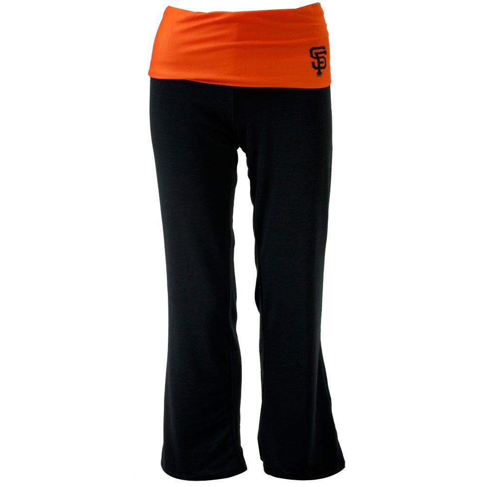 San Francisco Giants - Flip Down Waistband Logo Juniors Yoga Pants Women's Yoga Pants San Francisco Giants SM Black 