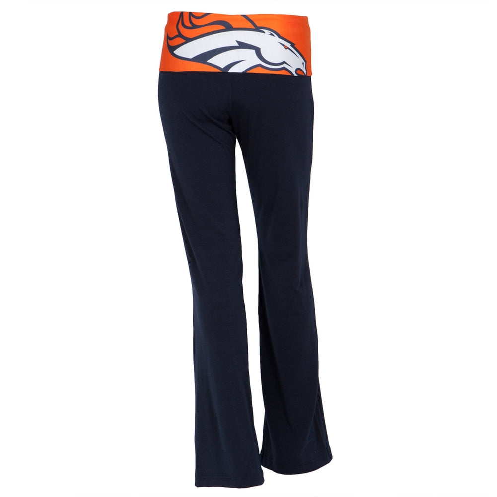 Denver Broncos - Flip Down Waistband Logo Juniors Yoga Pants Women's Yoga Pants Denver Broncos   