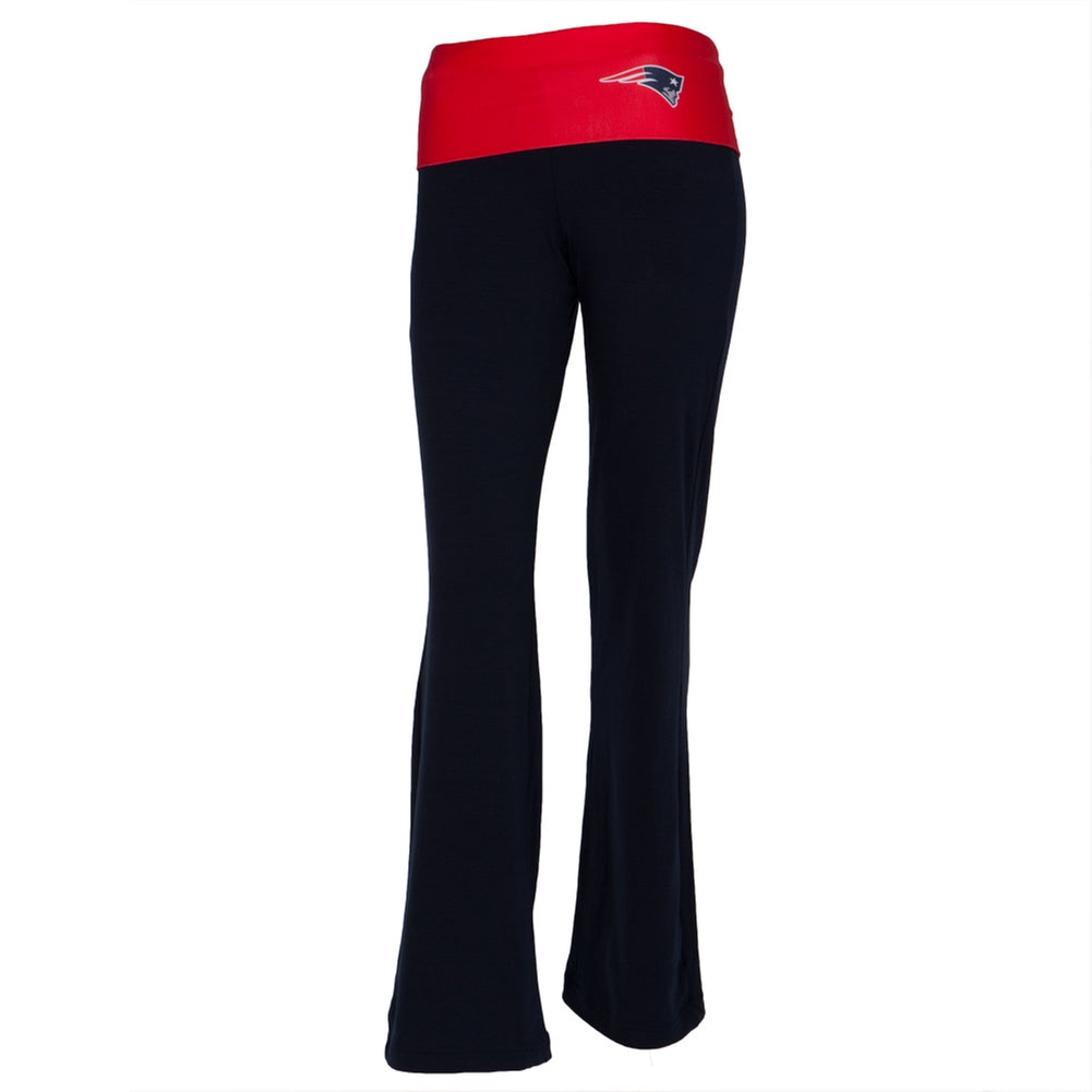 New England Patriots - Flip Down Waistband Logo Juniors Yoga Pants Women's Yoga Pants New England Patriots SM Blue 