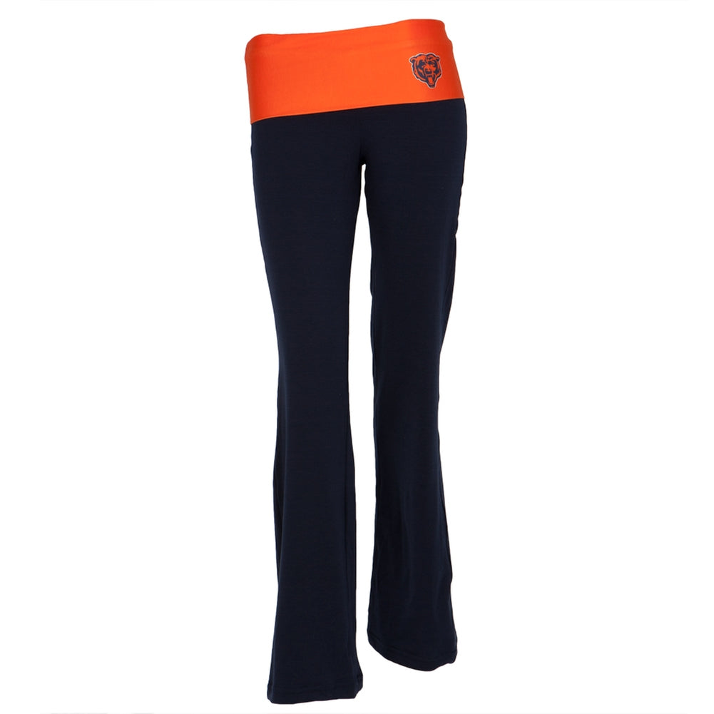 Chicago Bears - Flip Down Waistband Logo Juniors Yoga Pants Women's Yoga Pants Chicago Bears SM Black