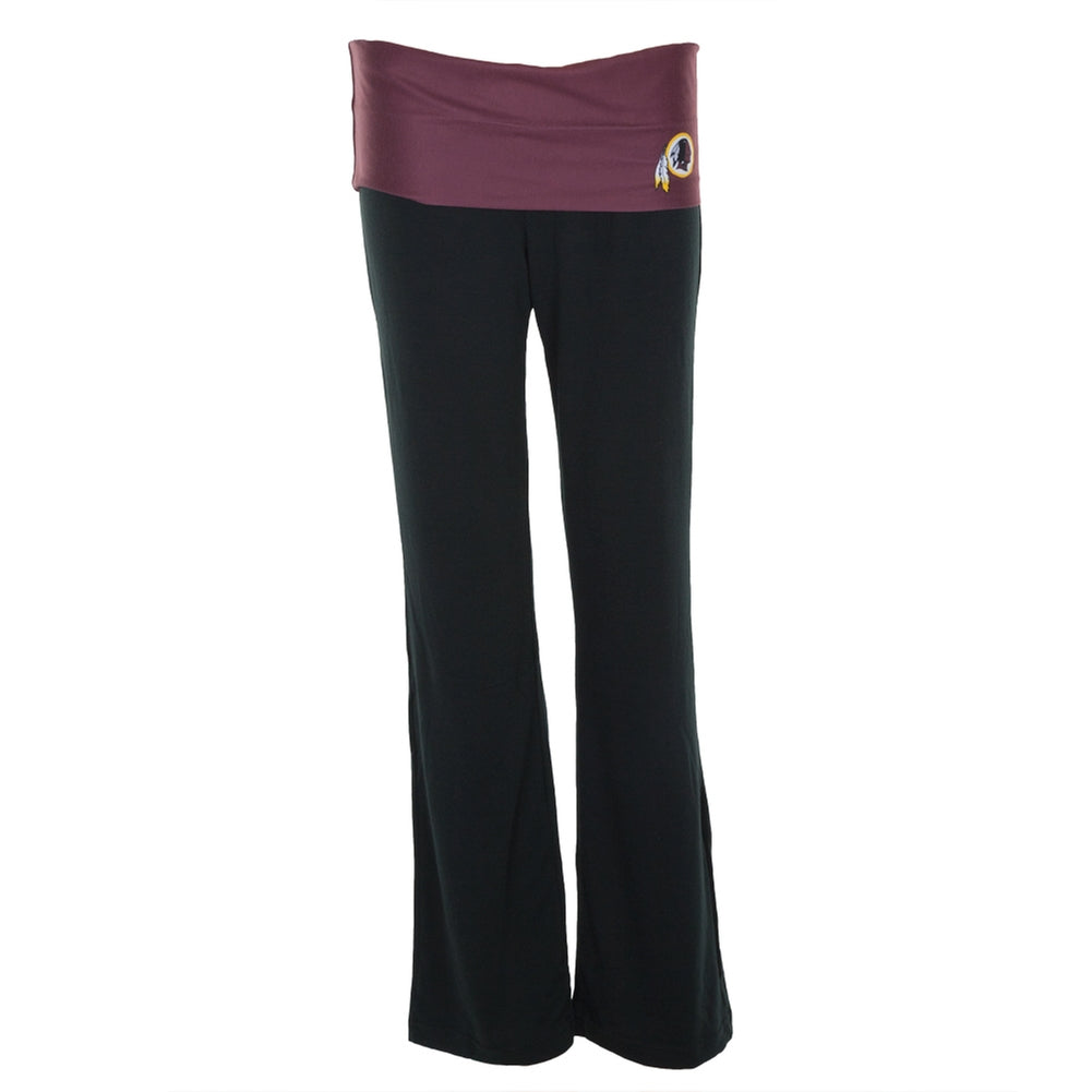 Washington Redskins - Flip Down Waistband Logo Juniors Yoga Pants Women's Yoga Pants Washington Redskins MD Black