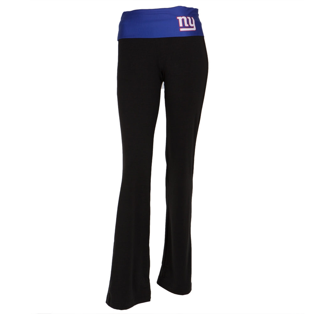 New York Giants - Flip Down Waistband Logo Juniors Yoga Pants Women's Yoga Pants New York Giants LG Black 