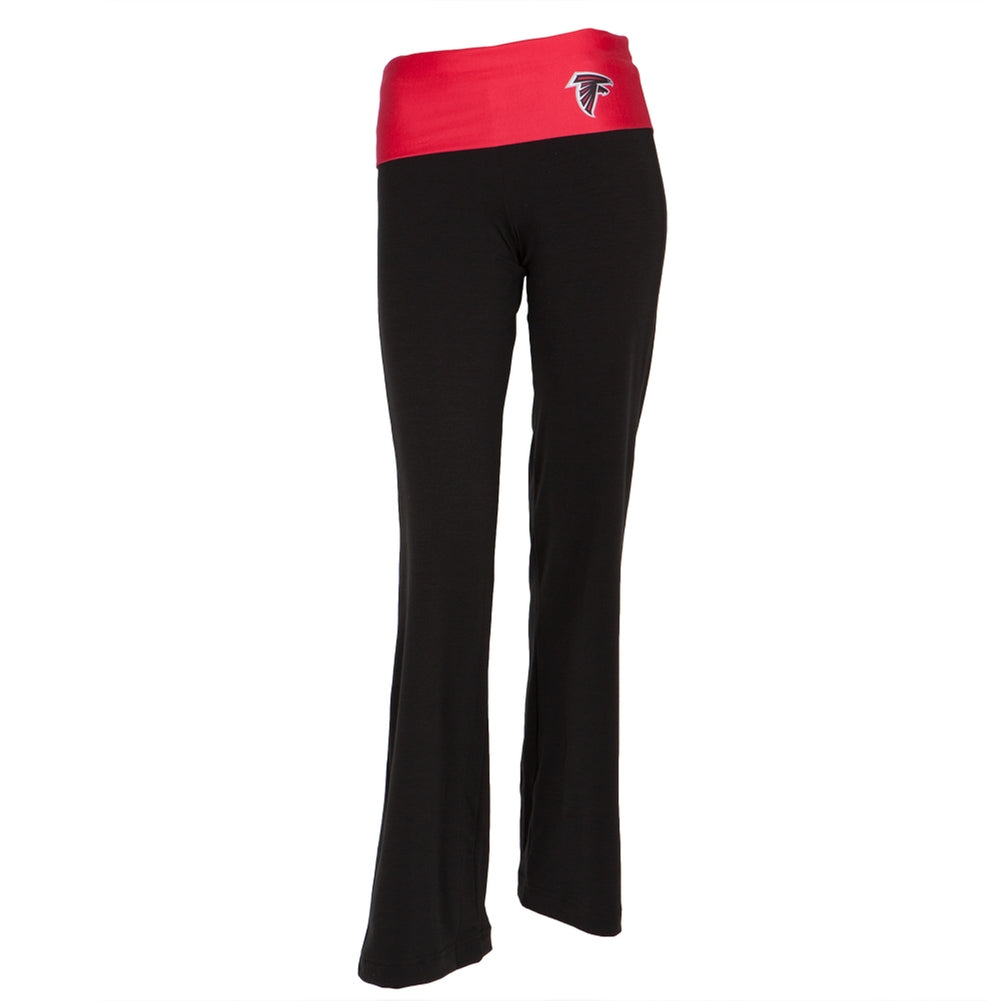 Atlanta Falcons - Flip Down Waistband Logo Juniors Yoga Pants Women's Yoga Pants Atlanta Falcons SM Black 