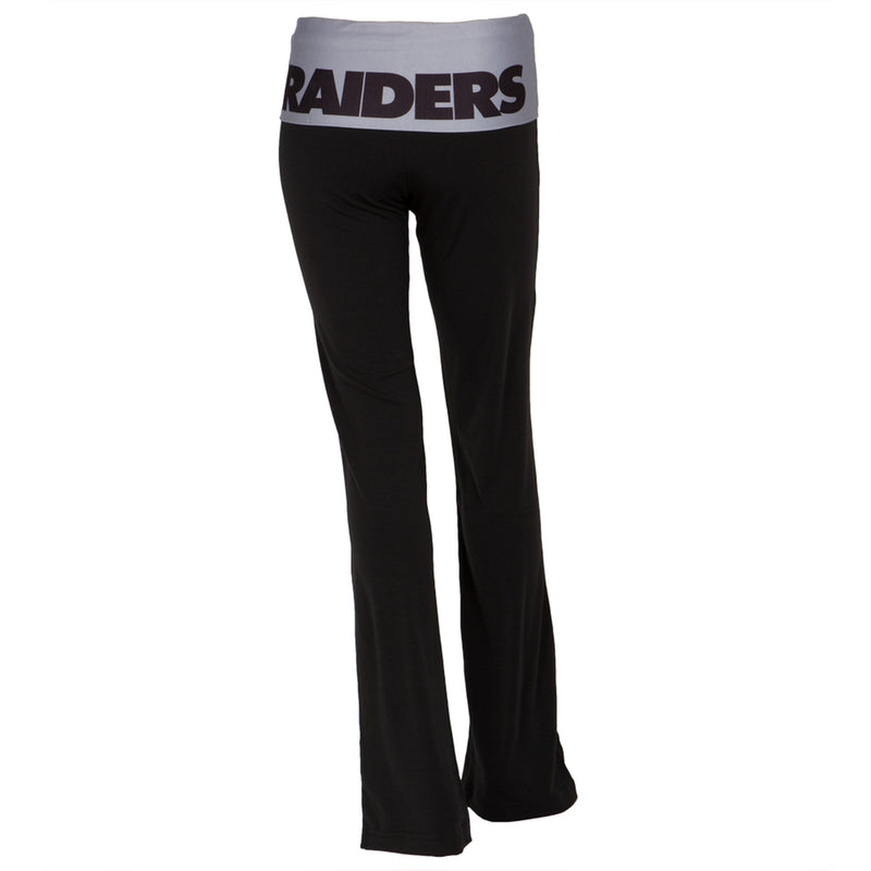 Oakland Raiders - Flip Down Waistband Logo Juniors Yoga Pants Women's Yoga Pants Oakland Raiders   