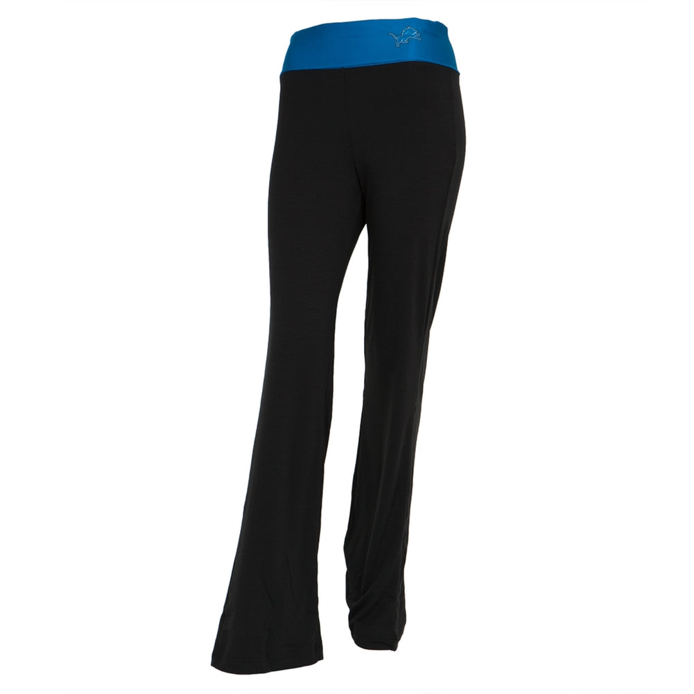 Detroit Lions - Flip Down Waistband Logo Juniors Yoga Pants Women's Yoga Pants Detroit Lions LG Black 