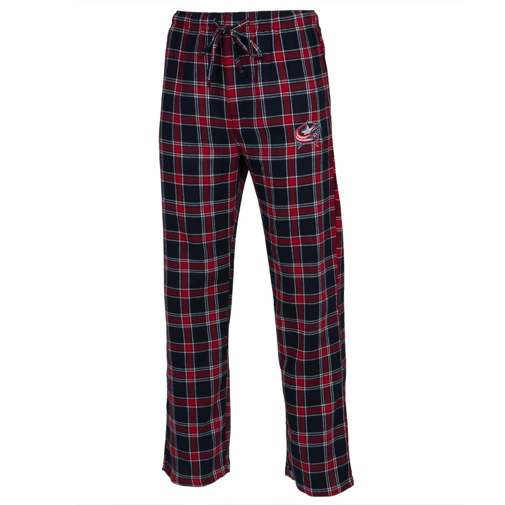 Columbus Blue Jackets - Logo Plaid Lounge Pants Men's Sleepwear Columbus Blue Jackets LG Blue 