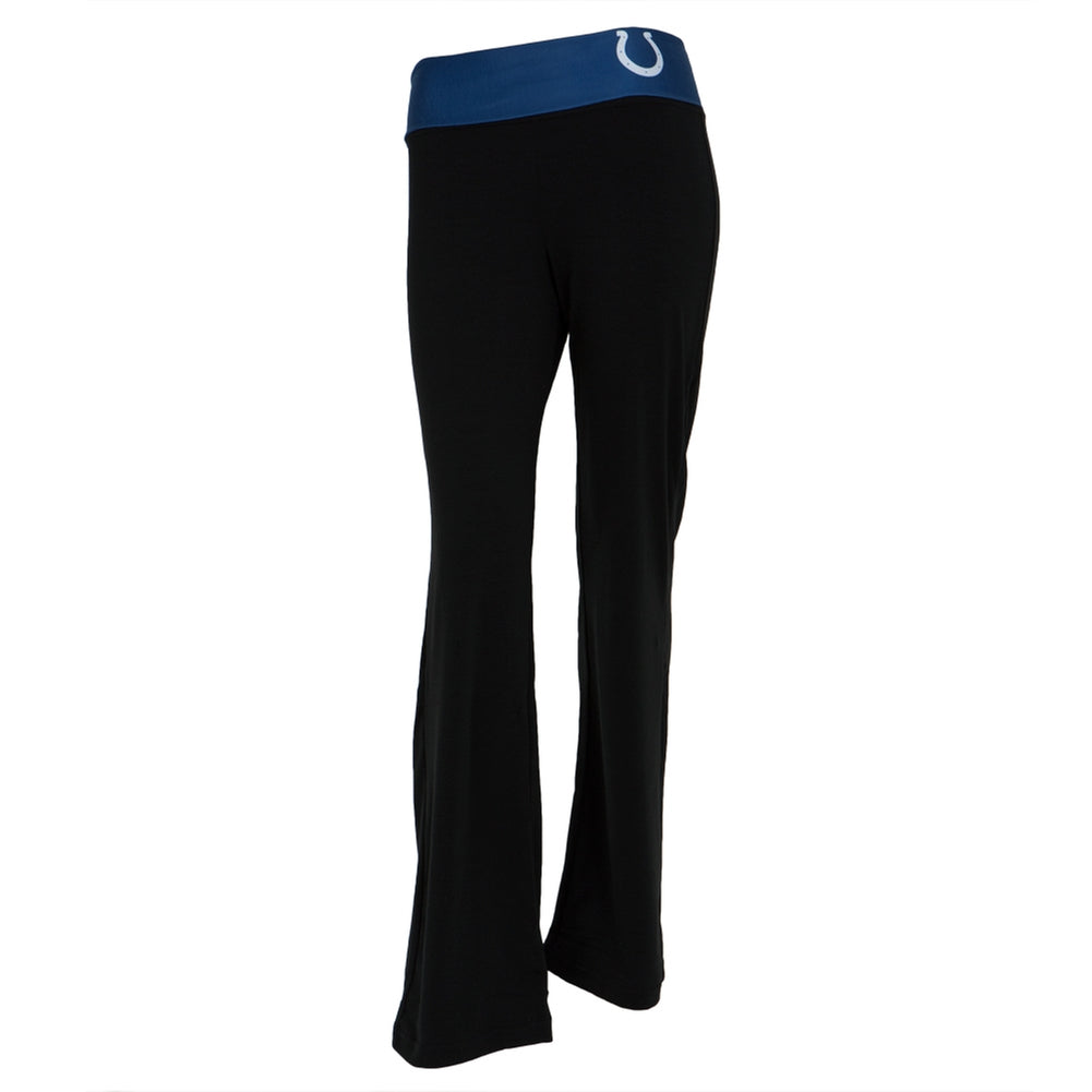 Indianapolis Colts - Flip Down Waistband Logo Juniors Yoga Pants Women's Yoga Pants Indianapolis Colts LG Black 