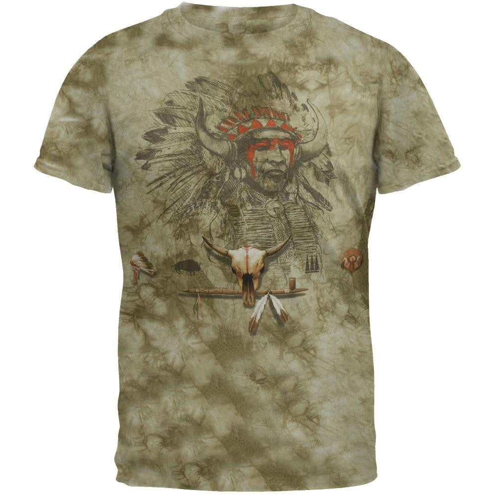 Painted Warrior Tie Dye T-Shirt Men's T-Shirts Old Glory LG Beige 