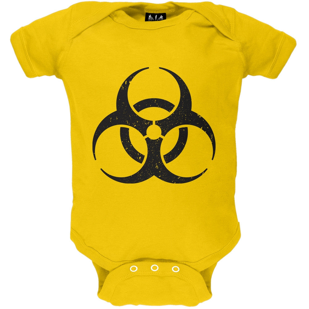 Distressed Biohazard Yellow Baby One Piece Baby One Piece Old Glory 0-3M Yellow 