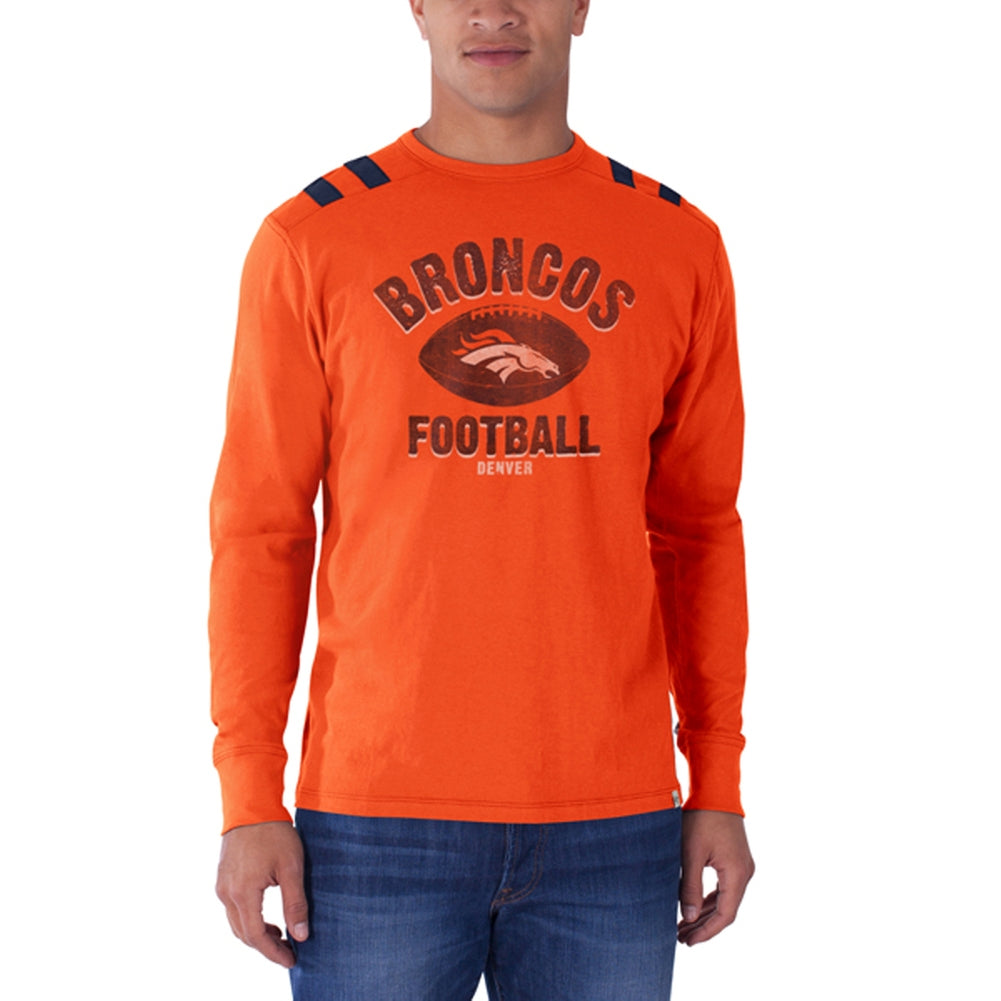 Denver Broncos - Football Logo Bruiser Premium Long Sleeve T-Shirt Men's Long Sleeves Denver Broncos SM Orange