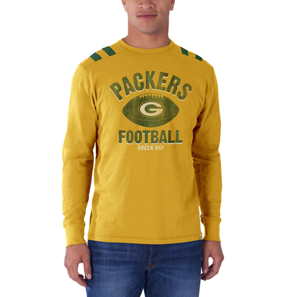 Green Bay Packers - Football Logo Bruiser Premium Long Sleeve T-Shirt Men's Long Sleeves Green Bay Packers SM Yellow 