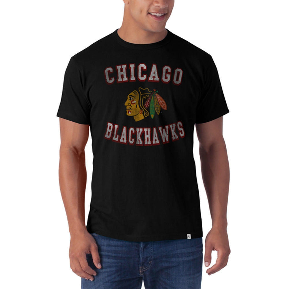 Chicago Blackhawks - Logo Flanker Premium T-Shirt Men's T-Shirts Chicago Blackhawks 2XL Black 