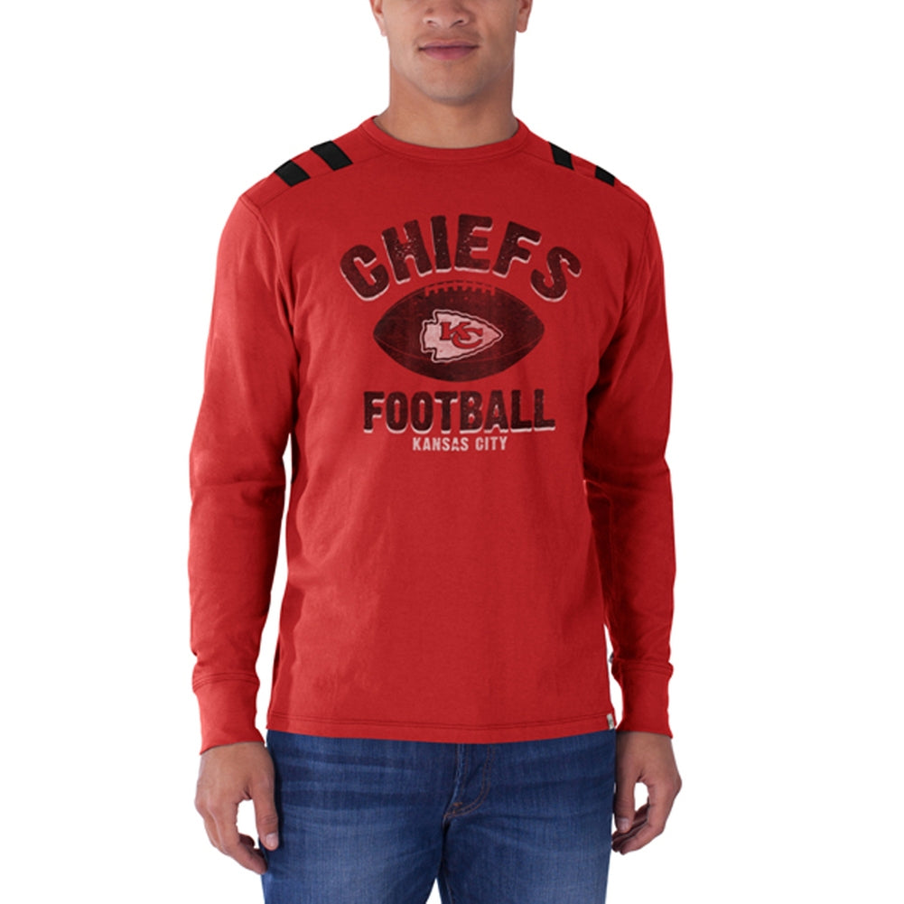 Kansas City Chiefs - Football Logo Bruiser Premium Long Sleeve T-Shirt Men's Long Sleeves Kansas City Chiefs 2XL Red 