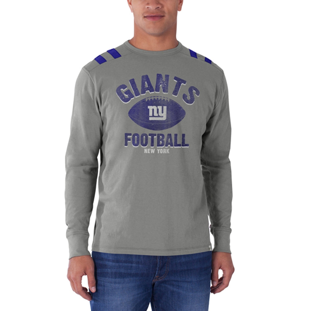 New York Giants - Football Logo Bruiser Premium Long Sleeve T-Shirt Men's Long Sleeves New York Giants SM Grey 