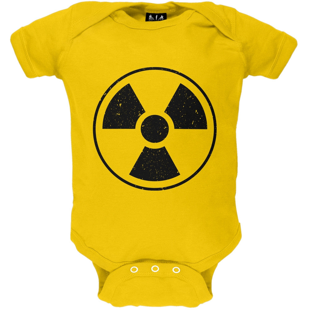 Distressed Nuclear Yellow Baby One Piece Baby One Piece Old Glory 0-3M Yellow 