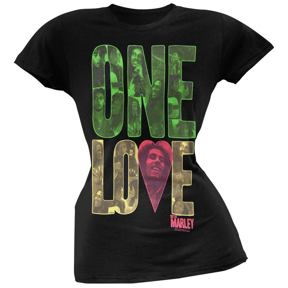 Bob Marley - One Love Block Black Women's T-Shirt Women's T-Shirts Bob Marley LG Black 