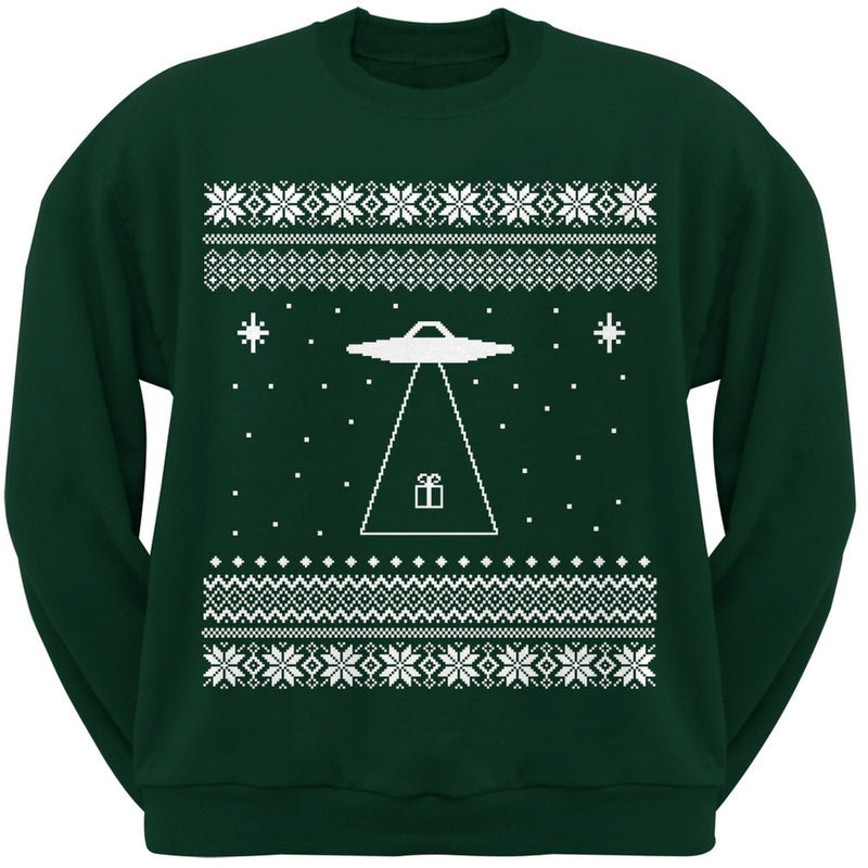 Alien Beam Ugly XMAS Sweater Black Adult Sweatshirt Men's Sweatshirts Old Glory 2XL Dark Green 