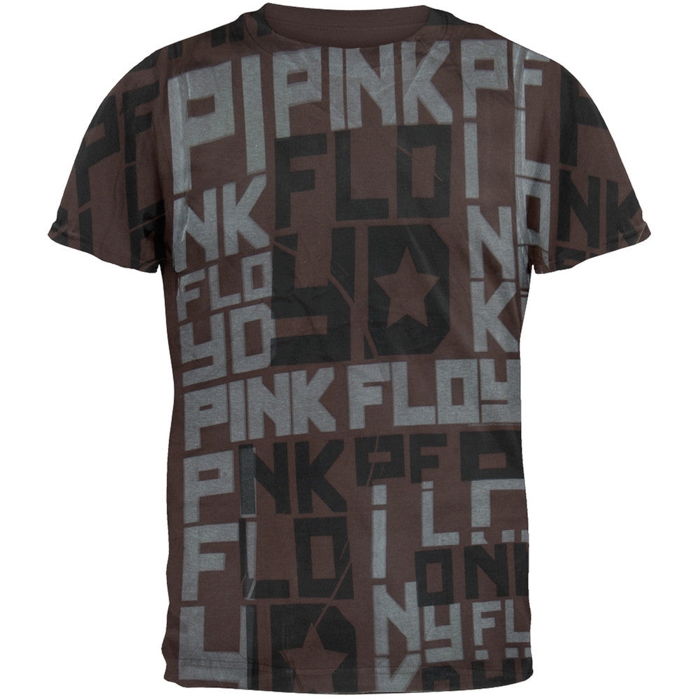 Pink Floyd - Block All Over T-Shirt Men's T-Shirts Pink Floyd SM Brown 