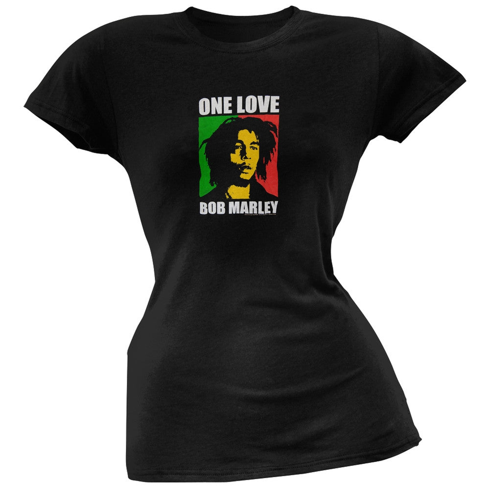 Bob Marley - Classic One Love Juniors T-Shirt Juniors T-Shirts Bob Marley LG Black 