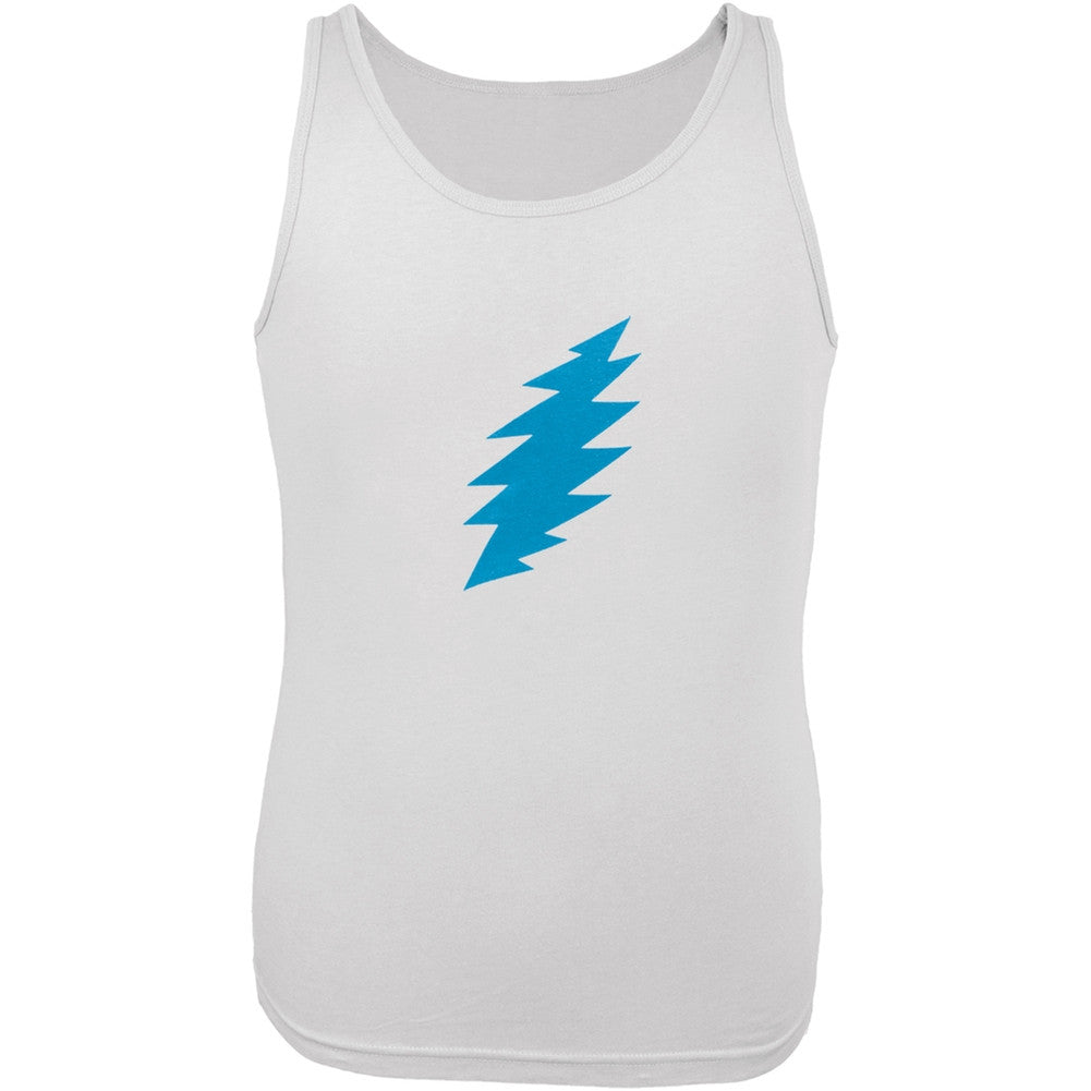 Grateful Dead - Light Blue Lightning Bolt White Tank Top Men's Tank Tops Grateful Dead SM White 